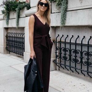 Ann Taylor Sleeveless Jumpsuit in Burgundy
